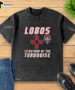 Alt Text: Premium Lobos Return of the Turquoise Washed T-Shirt featuring a stylish design and vibrant turquoise color.