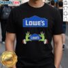 Premium Lowe's X Grinch Hands Merry Christmas T-Shirt featuring festive design and vibrant colors for holiday cheer.