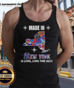 Premium Made In New York tank top featuring a unique state mashup logo, perfect for team spirit and casual wear.