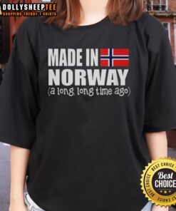 Premium Made in Norway Long Time Ago flag ladies tee featuring a stylish design and comfortable fit for everyday wear.