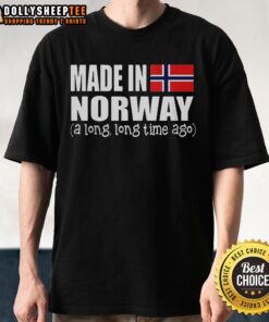 Premium Made In Norway Long Time Ago Flag T-Shirt featuring a vintage Norwegian flag design on a stylish tee.