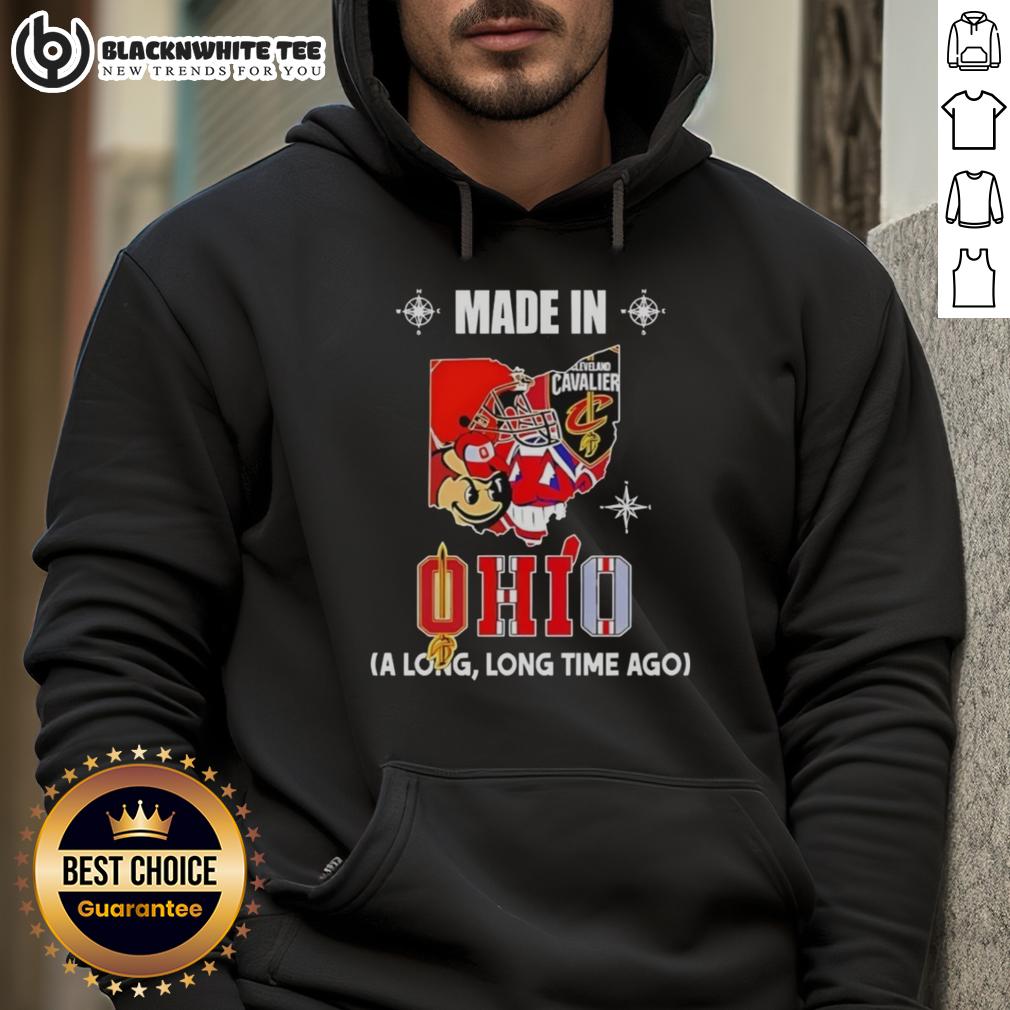 Premium Made In Ohio State Buckeyes And Cleveland Cavaliers A Long Long Time Ago State Mashup Logo Hoodie Alt Text: Premium Made in Ohio State Buckeyes and Cleveland Cavaliers mashup logo hoodie featuring a unique design.