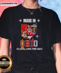 Alt Text: Premium Ohio State Buckeyes and Cleveland Cavaliers mashup logo on a ladies tee, perfect for sports fans.