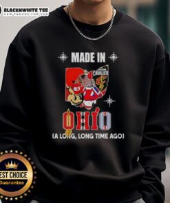 Alt Text: Premium Made in Ohio State Buckeyes and Cleveland Cavaliers mashup logo sweatshirt, perfect for sports fans.