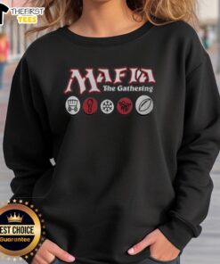 Alt Text: Premium Mafia The Gathering Buffalo Bills Sweatshirt in navy blue, featuring team logo and cozy design for fans.