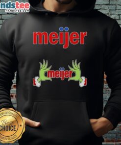 Premium Meijer X Grinch Hands Merry Christmas Hoodie showcasing festive design with Grinch-inspired graphics.