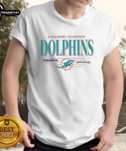 Alt Text: Premium Miami Dolphins NFL Super Bowl Champions vintage logo T-shirt showcasing team pride and championship history.