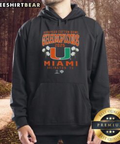 Alt Text: Premium Miami Hurricanes 2025 CFP Goodyear Cotton Bowl Champions hoodie showcasing hometown pride and team spirit.