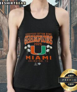 Premium Miami Hurricanes 2025 CFP Goodyear Cotton Bowl Champions tank top showcasing hometown pride and team spirit.