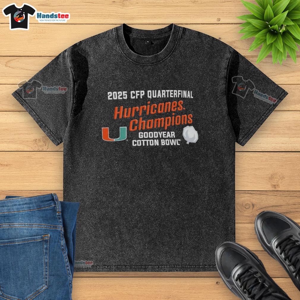 premium-miami-hurricanes-2025-cfp-quarterfinal-cotton-bowl-champions-washed-t-shirt Premium Miami Hurricanes 2025 CFP Quarterfinal Cotton Bowl Champions washed t-shirt in vibrant colors, showcasing team pride.
