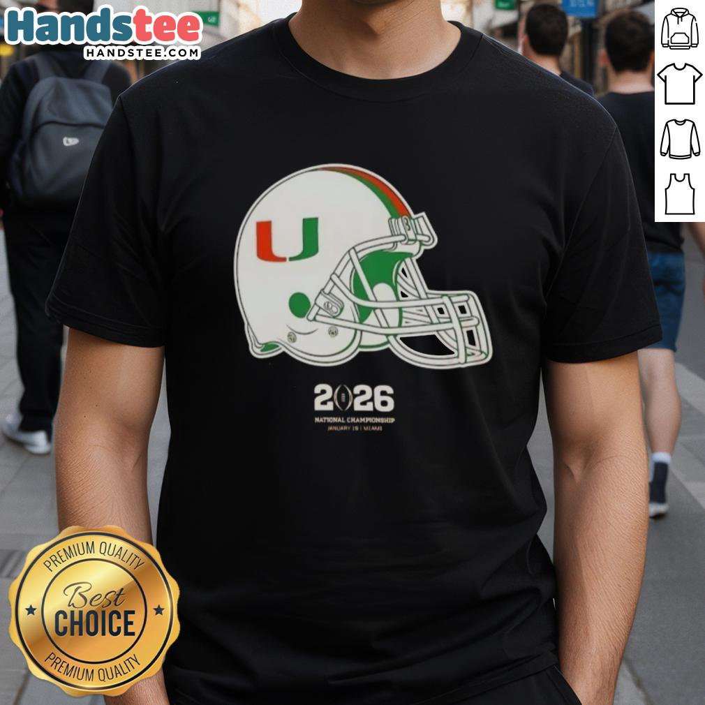 premium-miami-hurricanes-football-2026-national-championship-helmet-t-shirt-1 Alt Text: Premium Miami Hurricanes Football 2026 National Championship Helmet T-Shirt featuring vibrant team colors and logo.