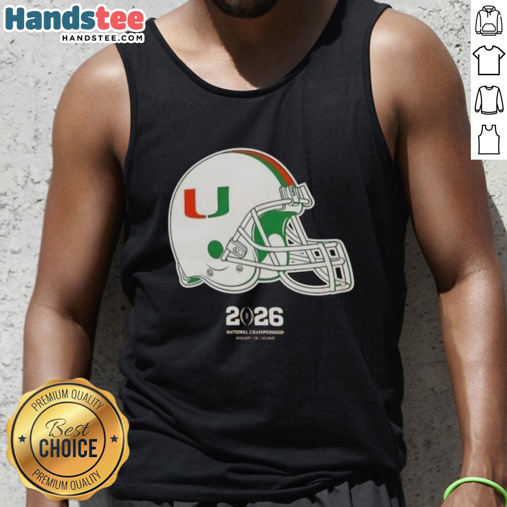 premium-miami-hurricanes-football-2026-national-championship-helmet-tank-top Premium Miami Hurricanes Football 2026 National Championship helmet tank top featuring team colors and logo design.