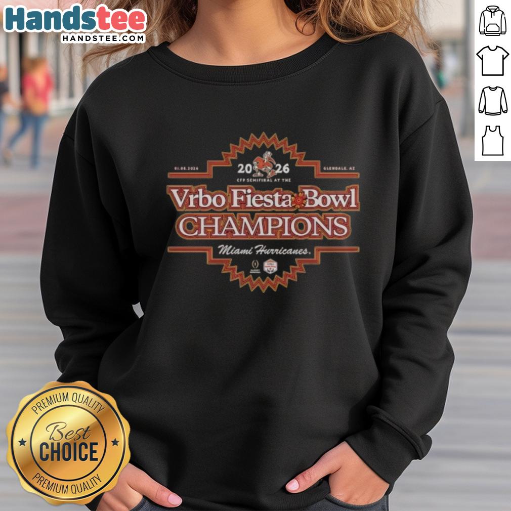 premium-miami-hurricanes-football-team-2026-vrbo-fiesta-bowl-champions-sweatshirt Alt Text: Premium Miami Hurricanes Football Team 2026 Vrbo Fiesta Bowl Champions Sweatshirt in vibrant colors, showcasing team pride.