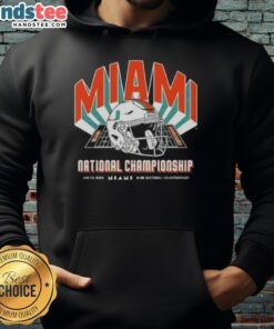 Premium Miami Hurricanes Team hoodie for 2026 CFP National Championship Game vs Indiana Hoosiers with helmet design.