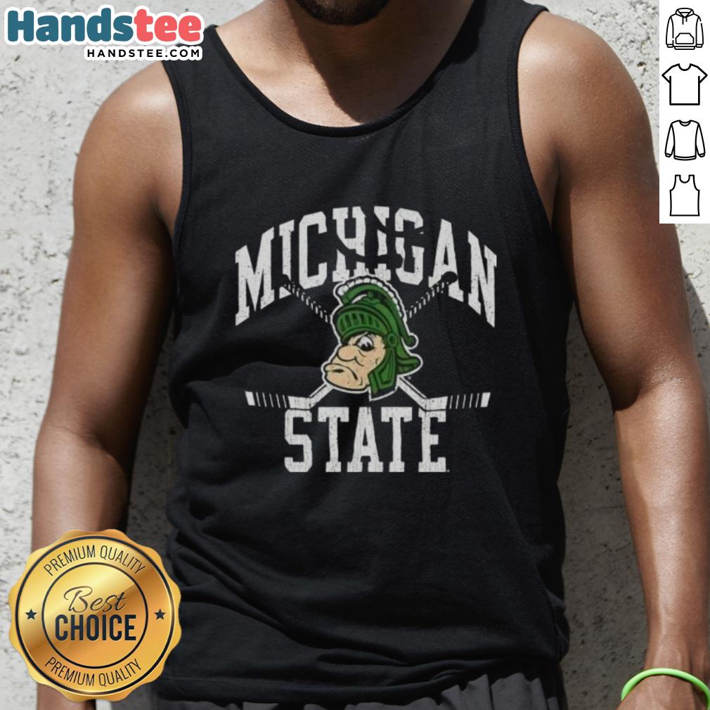 premium-michigan-state-spartans-hockey-vintage-logo-tank-top Vintage Michigan State Spartans hockey logo tank top, perfect for fans and collectors of premium sports apparel.