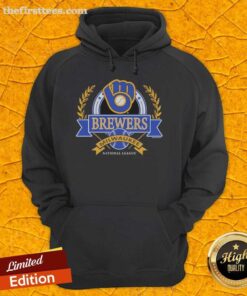 Premium Milwaukee Brewers National League Cooperstown Crest Hoodie in navy blue, featuring the iconic team logo.