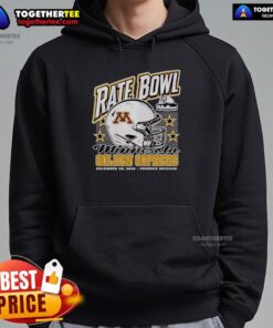 Alt Text: Premium Minnesota Golden Gophers 2025 Rate Bowl hoodie featuring a helmet design, perfect for fans in Phoenix, Arizona.