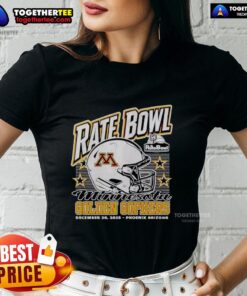 Alt Text: Premium Minnesota Golden Gophers 2025 Rate Bowl ladies tee featuring a stylish helmet design in Phoenix, Arizona.