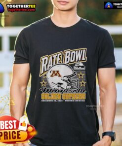 Alt Text: Premium Minnesota Golden Gophers 2025 Rate Bowl T-shirt featuring a helmet design, perfect for fans in Phoenix, Arizona.
