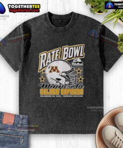Alt Text: Premium Minnesota Golden Gophers 2025 Rate Bowl washed t-shirt featuring a helmet design, perfect for fans in Phoenix, Arizona.