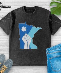 Premium Minnesota Rebel New State Flag Washed T-Shirt featuring vibrant state flag design on a soft, casual tee.