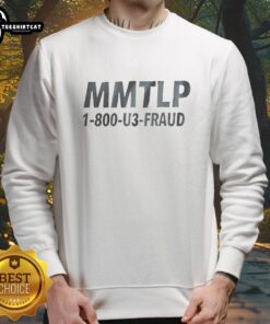 Alt Text: Woman wearing a Premium MMTLP 1-800 U3 sweatshirt, showcasing stylish design and comfortable fit in casual setting.