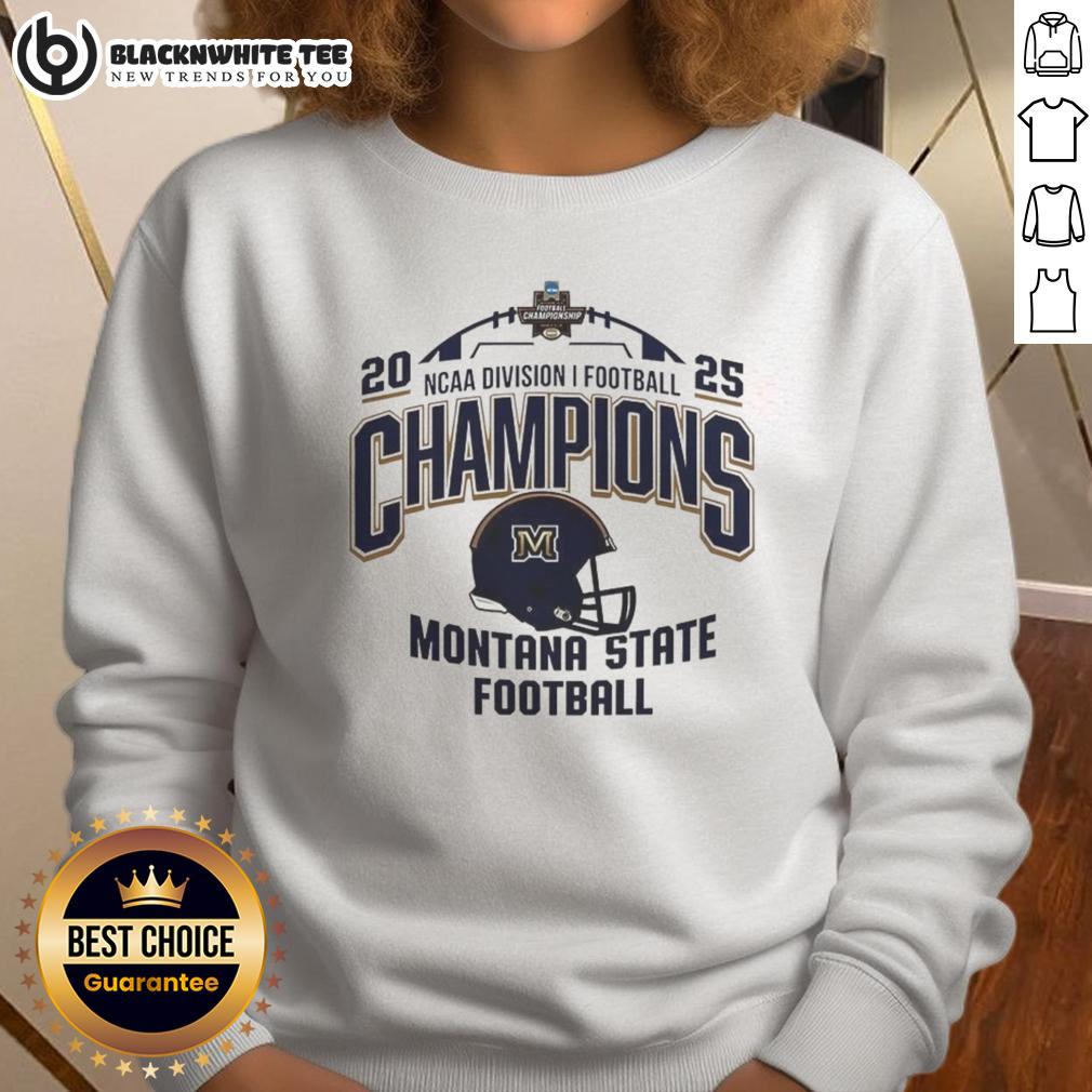 Premium Montana State Bobcats NCAA Division I Football Champions 2025 Helmet Logo Sweatshirt Alt Text: Premium Montana State Bobcats NCAA Division I Football Champions 2025 sweatshirt featuring helmet logo design.