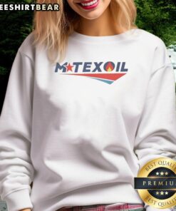 Alt Text: Vintage retro sweatshirt featuring Premium Mtex Oil graphic, perfect for stylish and nostalgic casual wear.