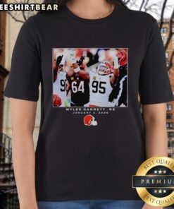 Premium Myles Garrett black Cleveland Browns NFL tee for women, featuring Week 18 design, perfect for fans and style.