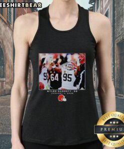 Alt Text: Premium Myles Garrett black tank top featuring Cleveland Browns NFL design for Week 18, perfect for fans and athletes.