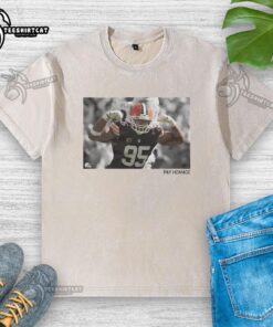 Premium Myles Garrett Pay Homage washed t-shirt featuring a stylish design, perfect for fans of the Cleveland Browns.