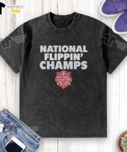 Alt Text: Premium Indiana Hoosiers 2025 CFP National Champions logo on a washed t-shirt, perfect for fans and collectors.