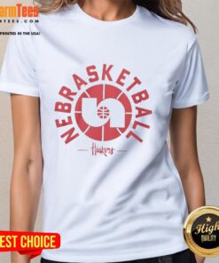 Premium Nebraska Cornhuskers Nebrasketball ladies tee featuring vibrant team colors and stylish design for fans.