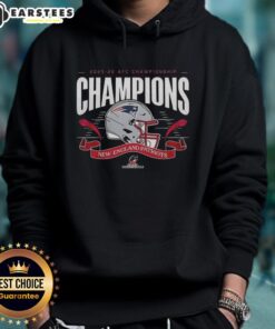 Alt Text: Premium New England Patriots 2025-2026 AFC Championship Champions Hoodie showcasing team logo and vibrant colors.
