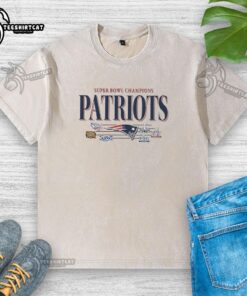 Premium New England Patriots NFL Super Bowl Champions vintage logo washed t-shirt for fans and collectors.