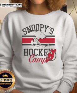 Premium New Jersey Devils Snoopy's Hockey Camps 2026 sweatshirt featuring bold team logo and stylish design.