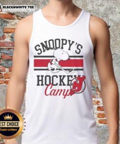 Premium New Jersey Devils Snoopy's Hockey Camps 2026 tank top featuring vibrant team colors and playful design.