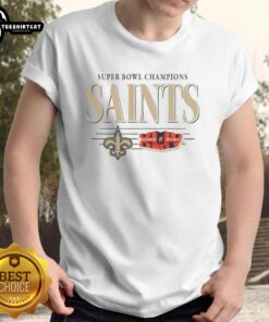 Alt Text: Premium New Orleans Saints NFL Super Bowl Champions vintage logo t-shirt showcasing team pride and championship spirit.