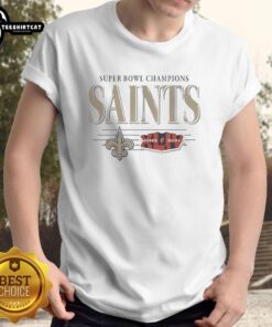 Premium New Orleans Saints Super Bowl Champions XLIV T-Shirt showcasing team colors and logo, perfect for fans.