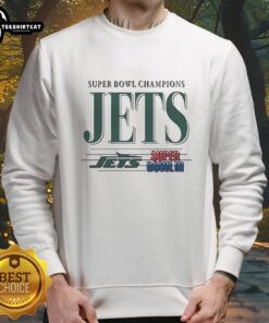 Premium New York Jets Football Super Bowl Champions III Sweatshirt in green, featuring classic team logo and design.