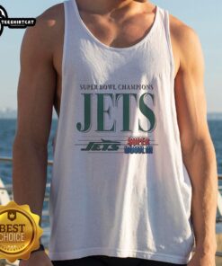 Premium New York Jets Football Super Bowl Champions III tank top featuring iconic team logo and vibrant colors.