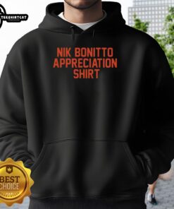 Alt Text: Premium Nik Bonitto Appreciation Hoodie featuring a stylish design, perfect for fans and casual wear enthusiasts.