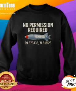 Stylish Premium No Permission Required Brahmos Sweatshirt in black, perfect for casual wear and expressing individuality.