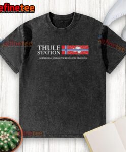 Premium Norwegian flag Thule Station washed t-shirt for the Norwegian Antarctic Research Program, showcasing quality and design.