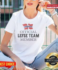 Premium Official Lefse Team Member Norwegian Ladies Tee featuring a stylish design for proud lefse lovers.