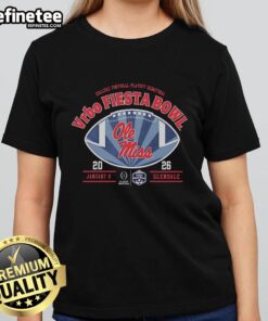 Alt Text: Premium Ole Miss Football Fiesta Bowl Ladies Tee featuring vibrant team colors and stylish design for fans.