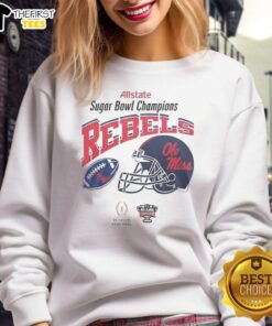Premium Ole Miss Rebels sweatshirt celebrating 2026 Sugar Bowl Champions victory over Georgia Bulldogs.