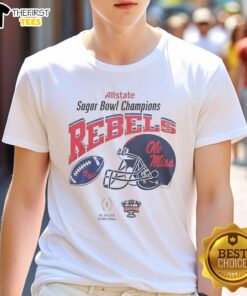 Premium Ole Miss Rebels Beat Georgia Bulldogs 2026 Sugar Bowl Champions T-Shirt featuring team colors and logo.
