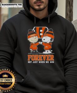 Premium Peanut Snoopy Charlie Brown Cincinnati Bengals hoodie, showcasing 'Forever, Not Just When We Win' design.