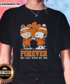 Premium Peanut Snoopy Charlie Brown Clemson Tigers Forever tee for ladies, perfect for fans celebrating all wins.